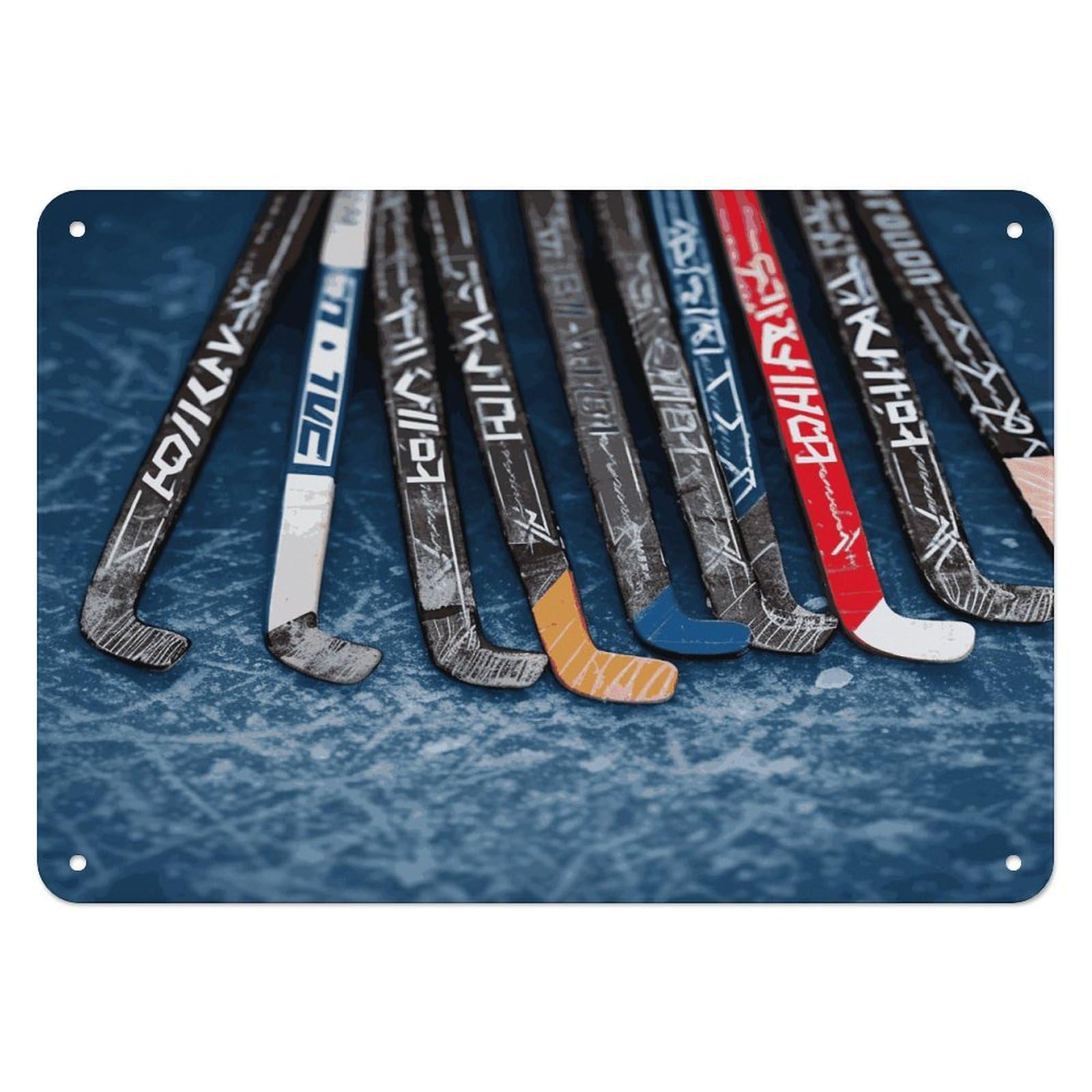 Btcowzrv Style Ice Hockey Sticks Metal Sign, 5.5" X 7.9" Tin Wall Decor, Wall Art Plaques For Home Wedding Decor Room Living Room Decoration