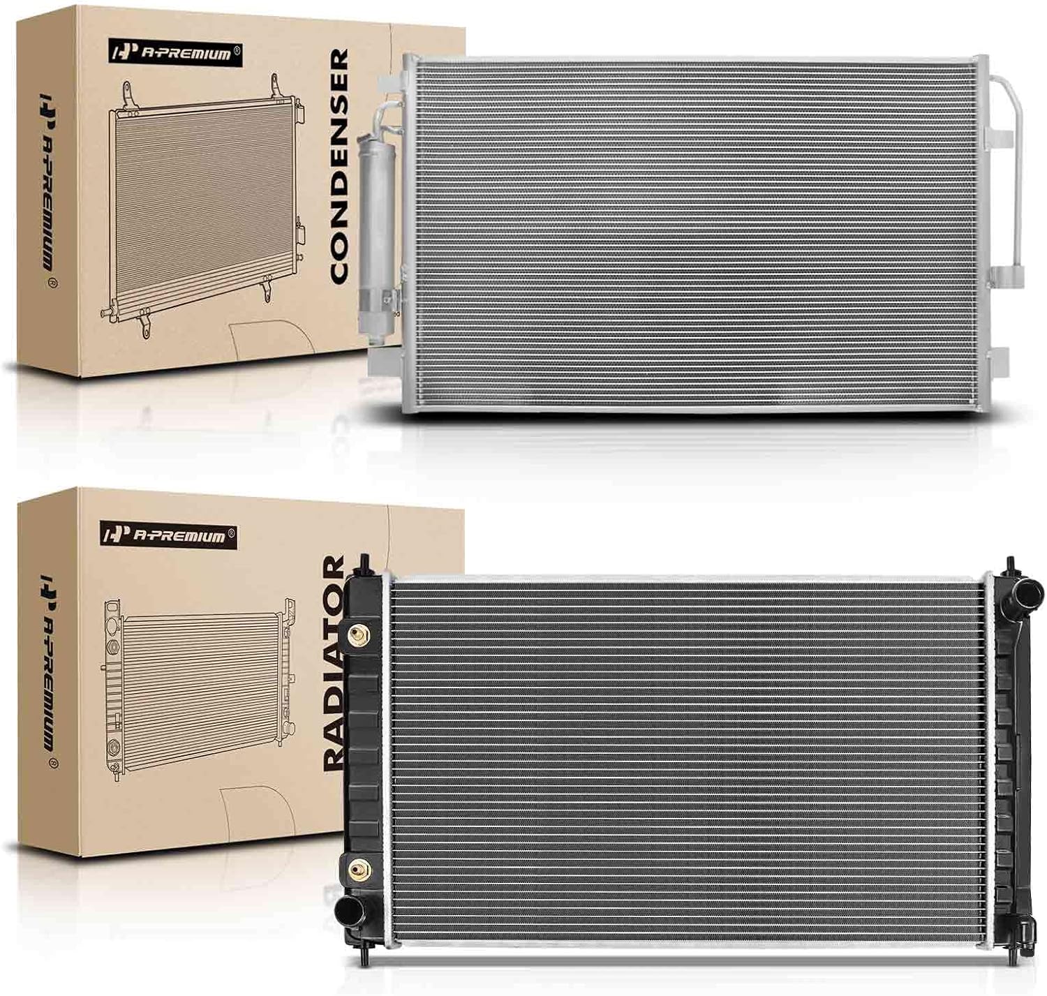 A-Premium Engine Coolant Radiator & A/C Condenser Cooling Kit Compatible with Nissan Altima 2013-2018 2.5L 3.5L, Maxima 2016-2021 3.5L, Automatic Transmission, 2-PC Set
