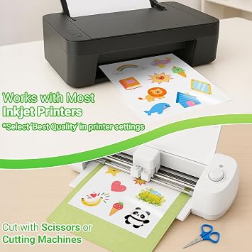 18 Sheets Sticker Paper for Printer A4, Translucent Waterproof Printable Vinyl Sticker Paper, Self-Adhesive Full Page for Inkjet Printers, Quick Dry, 210x297mm