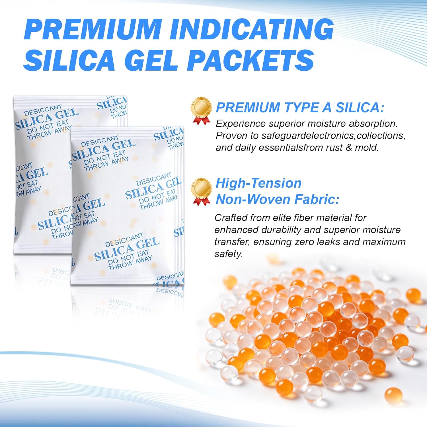 20g (30 Pack) Color Changing Silica Gel Packets, Food Safe & Non-Toxic Desiccant Packs, Reusable Moisture Absorbers for Ammo Cans, 3D Filament, Camera, Wardrobes & Food Storage