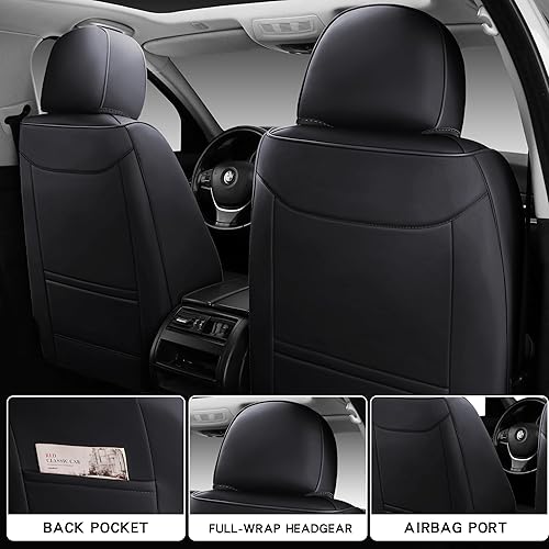 Miniatura 4 de Fundas de asiento de automóvil de cuero de cobertura completa de ajuste universal para automóviles, sedanes, camiones, SUV, protector de asiento de