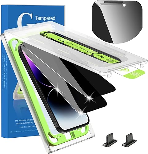 JOLOJO Paquete de 2 protectores de pantalla de privacidad de 25 kit de alineación sin burbujaspolvo compatible con iPhone 14 Pro Max 67 pulgadas y