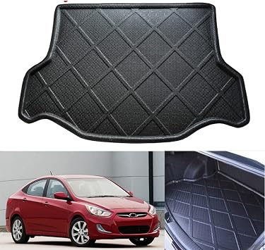 Car Mat Boot Pad Carpet Cargo Mat Trunk Liner Cargo Tray Floor Mat Compatible for Hyundai Accent Sedan 2013 2014 2015 2016 2017 2018 2019 2020 2021 2022 2023 2024 2025 2026