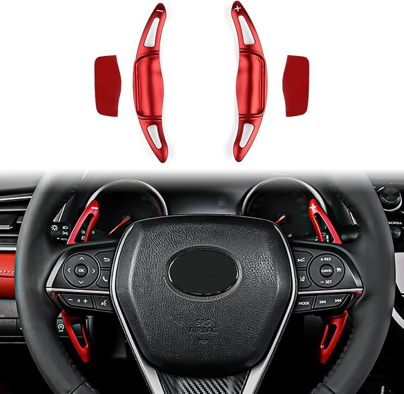 Extensão da Alavanca de Câmbio Paddle Shifter CKE Vermelha em Alumínio para Toyota Camry, Corolla, RAV4 e Outros – Par