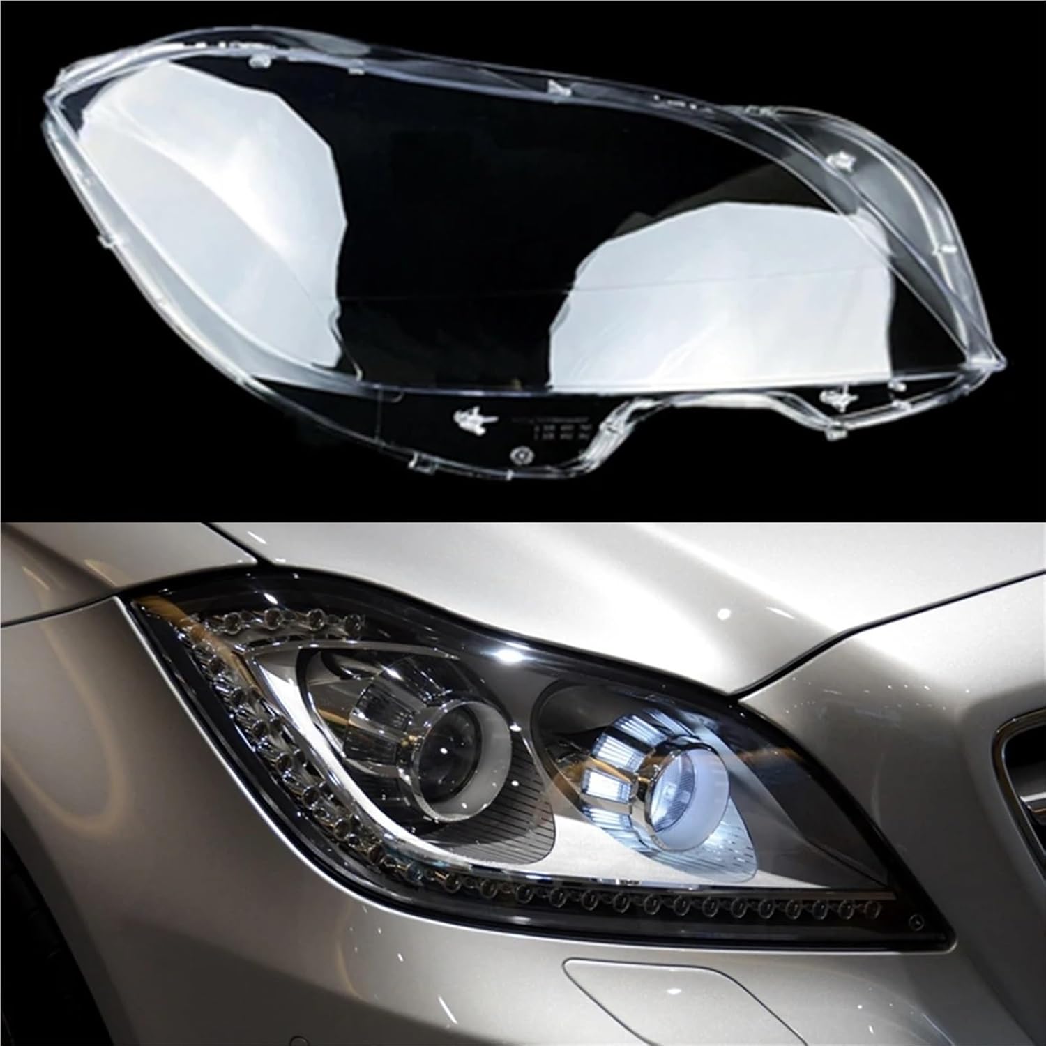 Compatible for Mercedes for Benz CLS W218 CLS260 CLS300 CLS350 CLS400 2010~2015 Car Headlight Cover Transparent Lampshade Clear Lens Shell(Left) (Right)