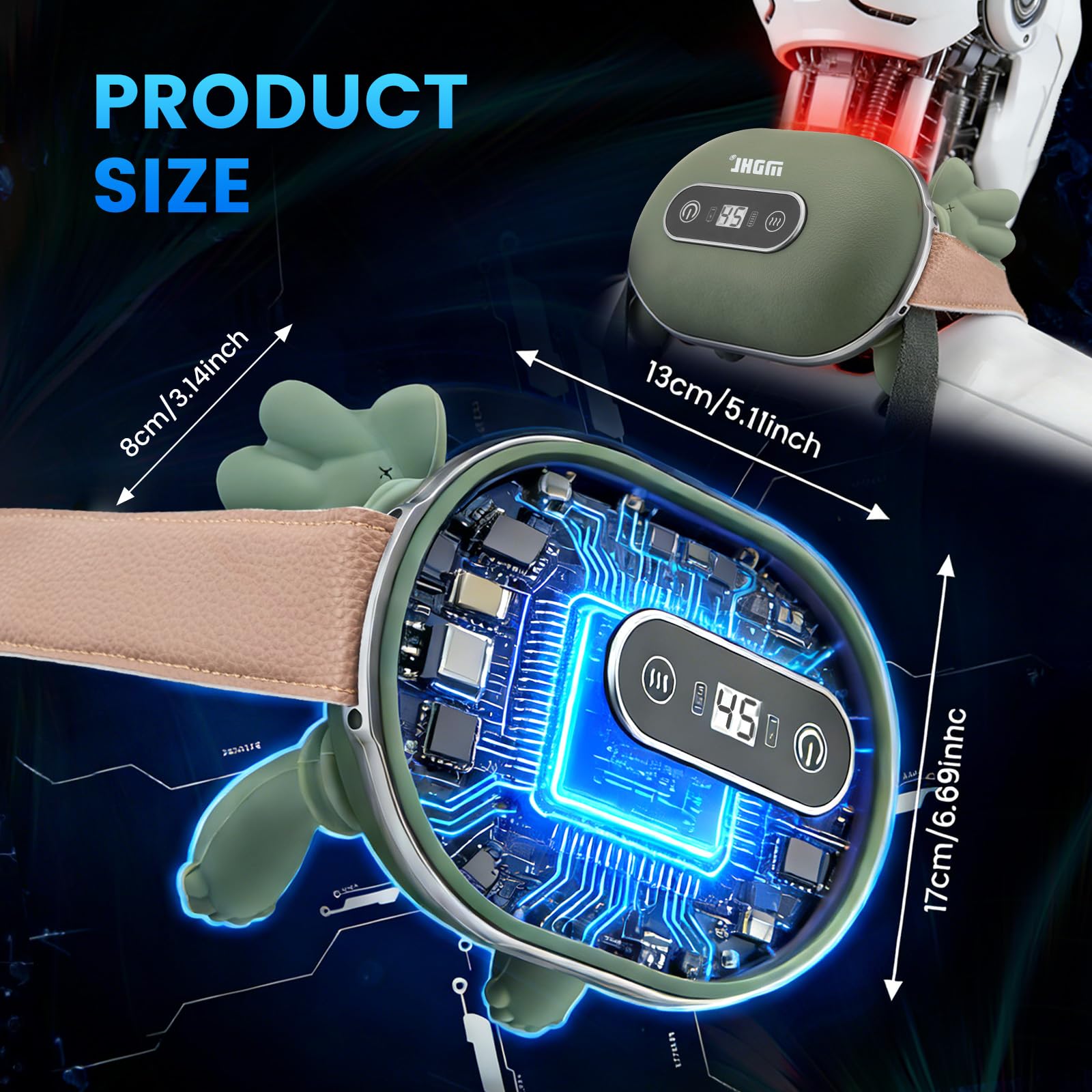 Appareil de Massage Cervical, 4D Robot Masseur avec 3 Réglages de Massage et 2 Niveaux de Chauffage, Main Massante Nuque Pour la Maison, le Bureau, les Voyages, Détend Les Muscles, Soulage la