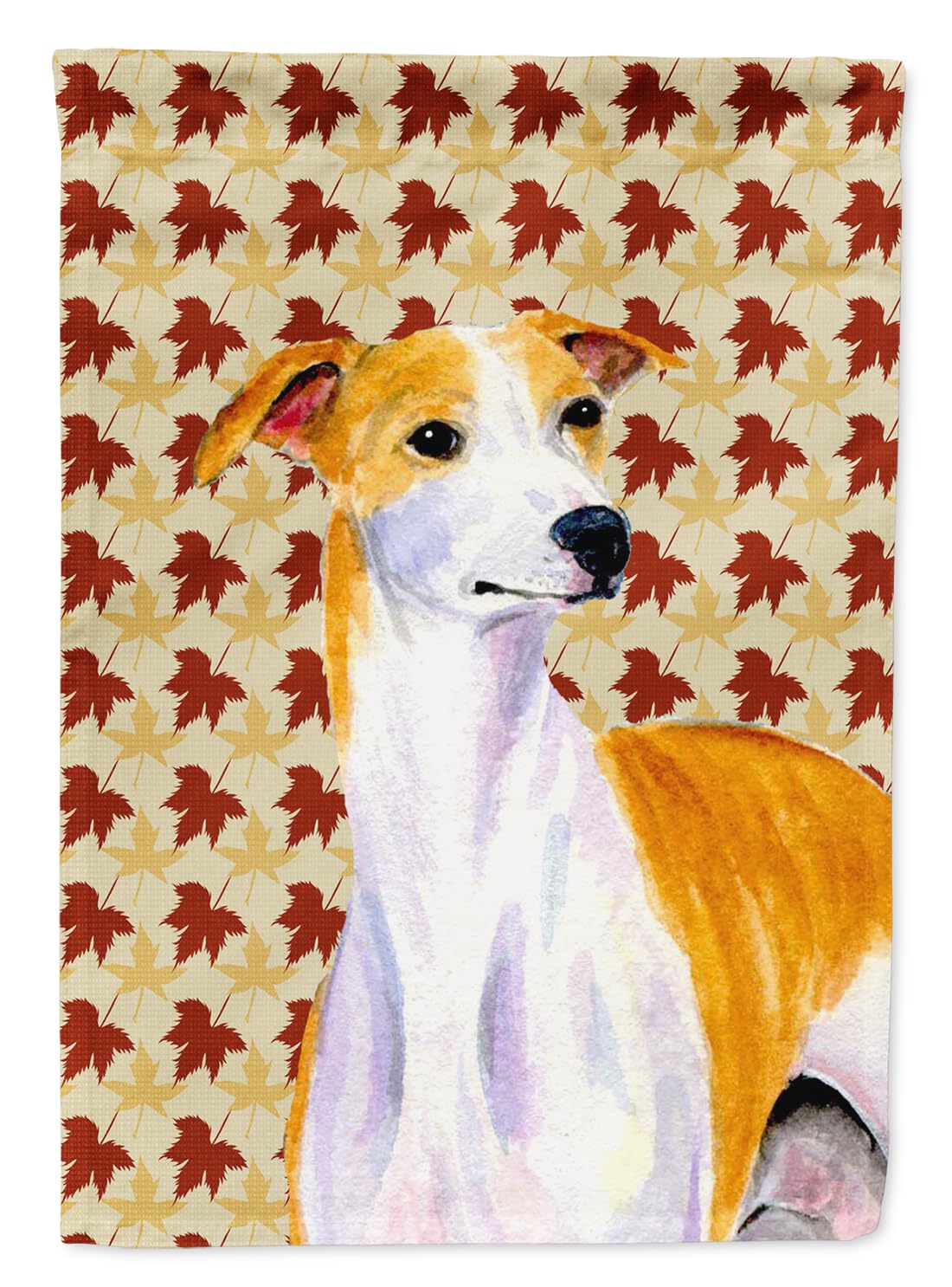 Drapeau de jardin Whippet portrait artistique aux couleurs d'automne