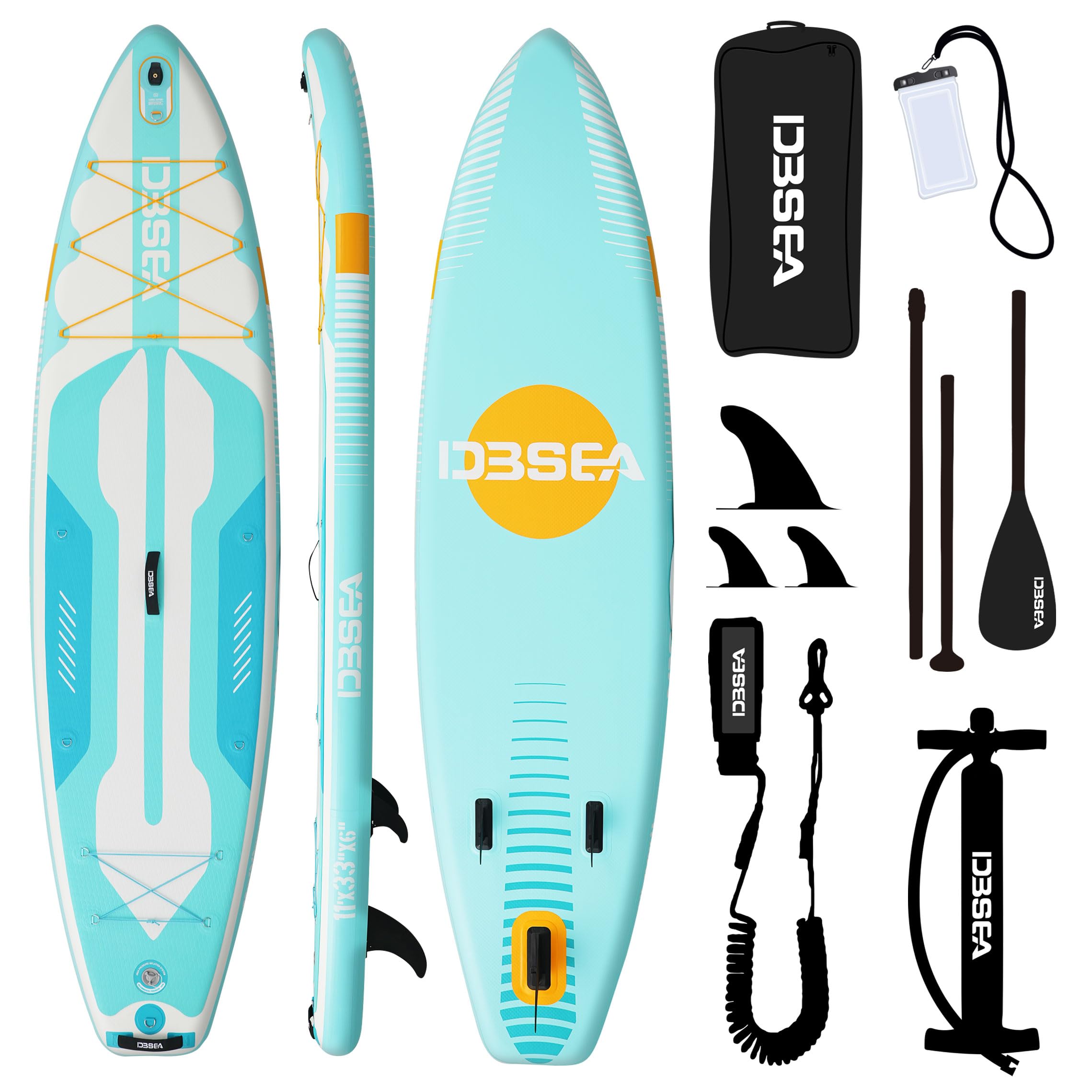 D3SEA 11 ft Inflatable Paddle Board with SUP Accessories, Non Slip EVA Deck, Extra Long Extra Wide iSUP, All Around Stand Up Paddle Board for Adults &