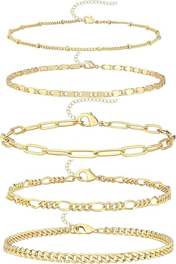Dainty Gold Chain Bracelets Set