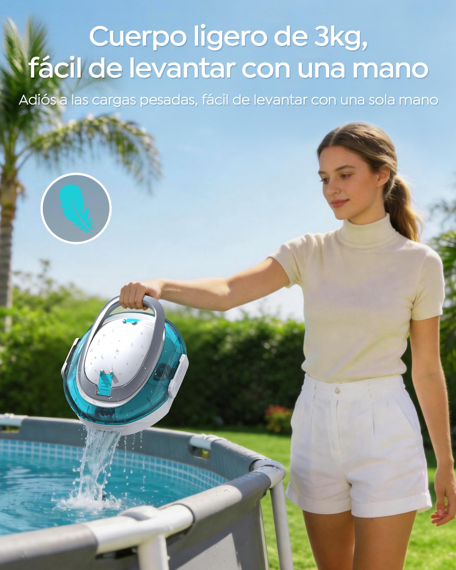 S2 Robot Piscina Senza Fili,Doppia Filtrazione, Blu | Automatica 90 Min robot piscina fuori terra, Doppio Motore,Parcheggio Automatico ,per piscine fino a 80 m²