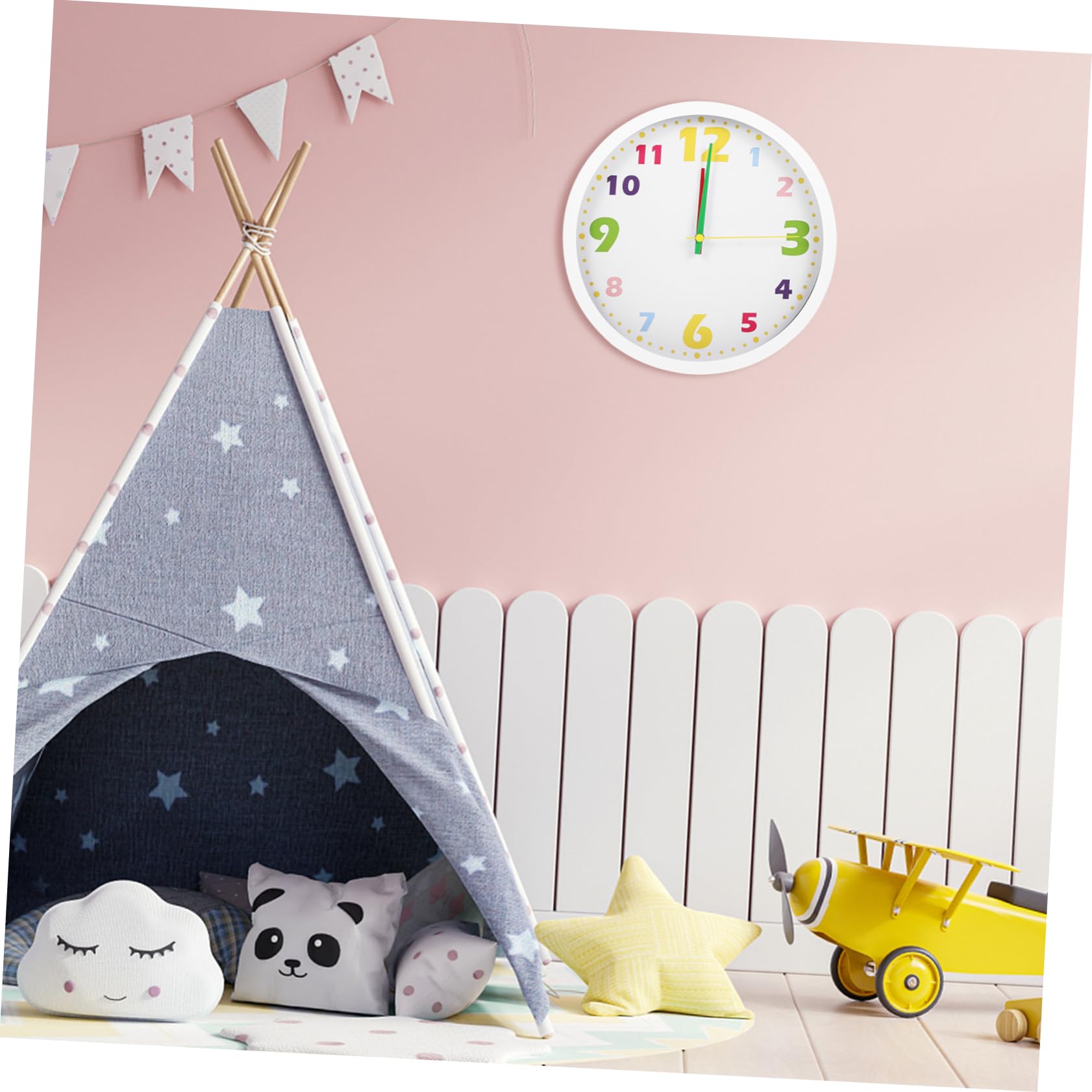 Cabilock Kinder Lernpendeluhr aus Kunststoff und Metall Geräuschlos für Kinderzimmer und Kindergarten Modernes Cartoon Design Einfach zu Bedienen