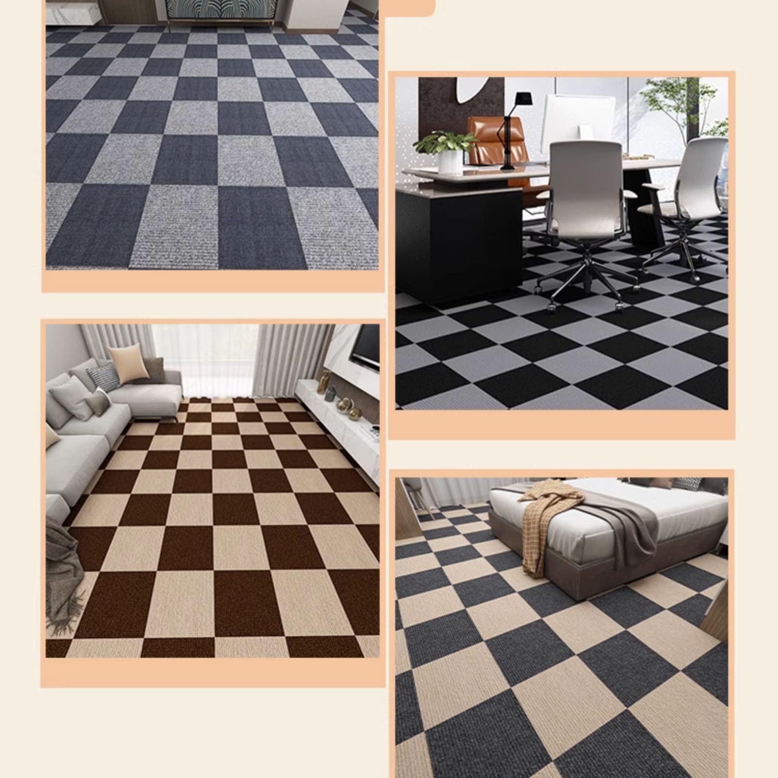 Moquette quadrotte autoadesive 12 Pezzi di Moquette autoadesiva, tappetini stacca e incolla, durevoli, insonorizzati, per Pavimenti in Legno da 12 e 24 Pollici
