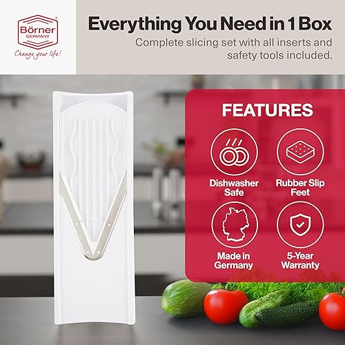 Miniatura 3 de Mandolina Swissmar Borner. Mandolina corte V Plus, Juego de 7 piezas, Blanco