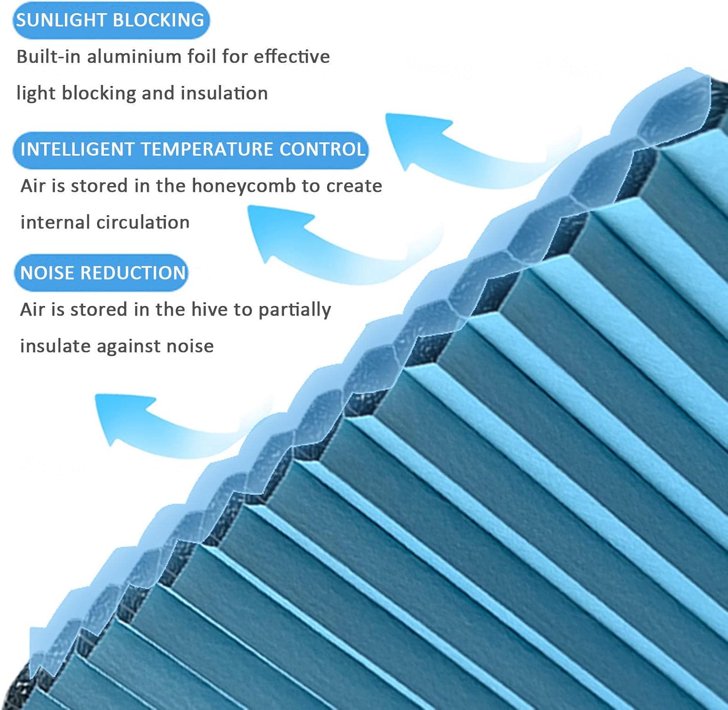 Cordless cellular shades top-down bottom-up, pleated window shades, light-filtering honeycomb blinds, blackout privacy and sun protection, for interior windows/skylights,WxH-100x140cm/39.4x55.1in