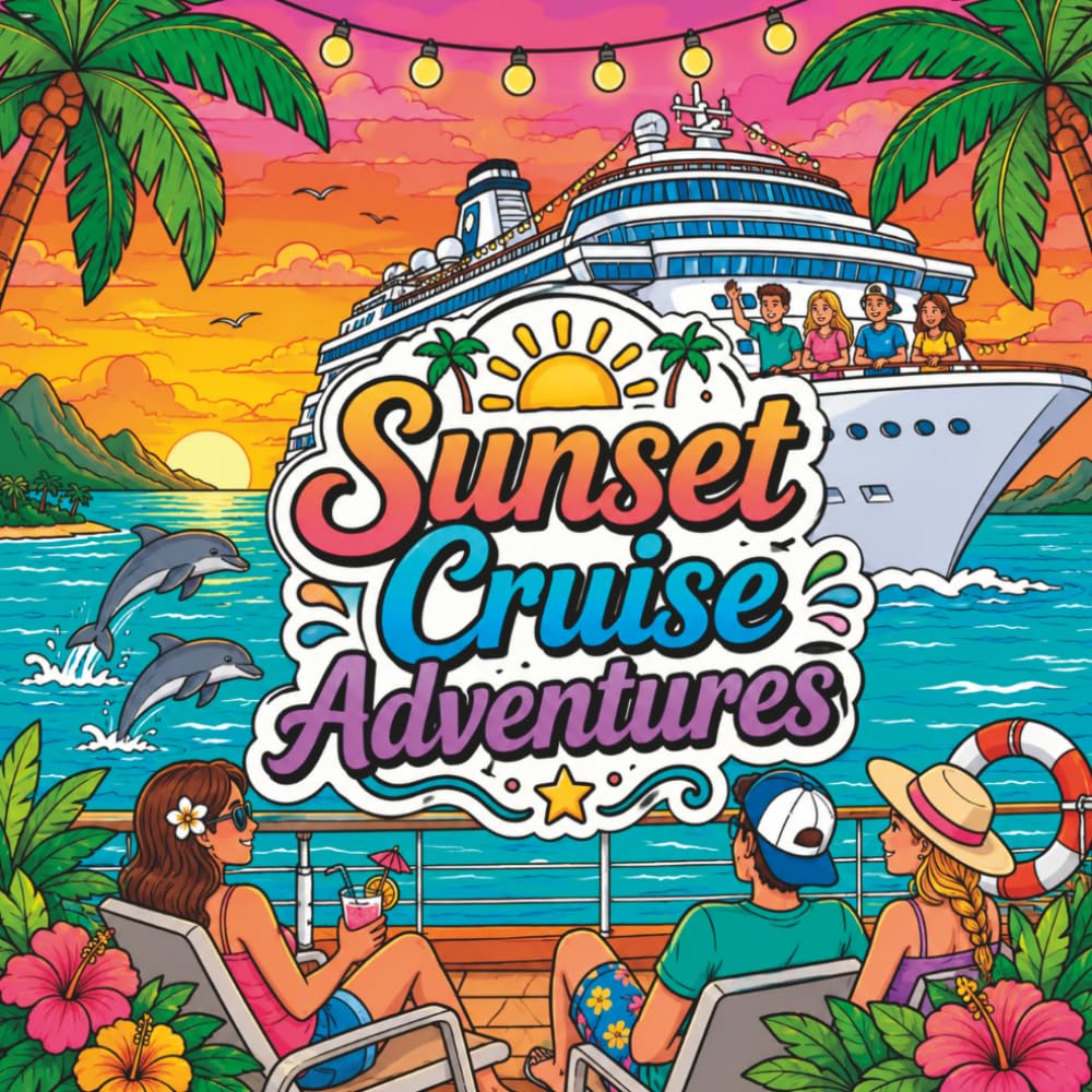 Sunset Cruise Adventures: A Teen Coloring Book Filled with Tropical Escapes, Ocean Sunsets, Luxury Cruise Ships, Island Adventures, and Relaxing Summer Vacation Scenes