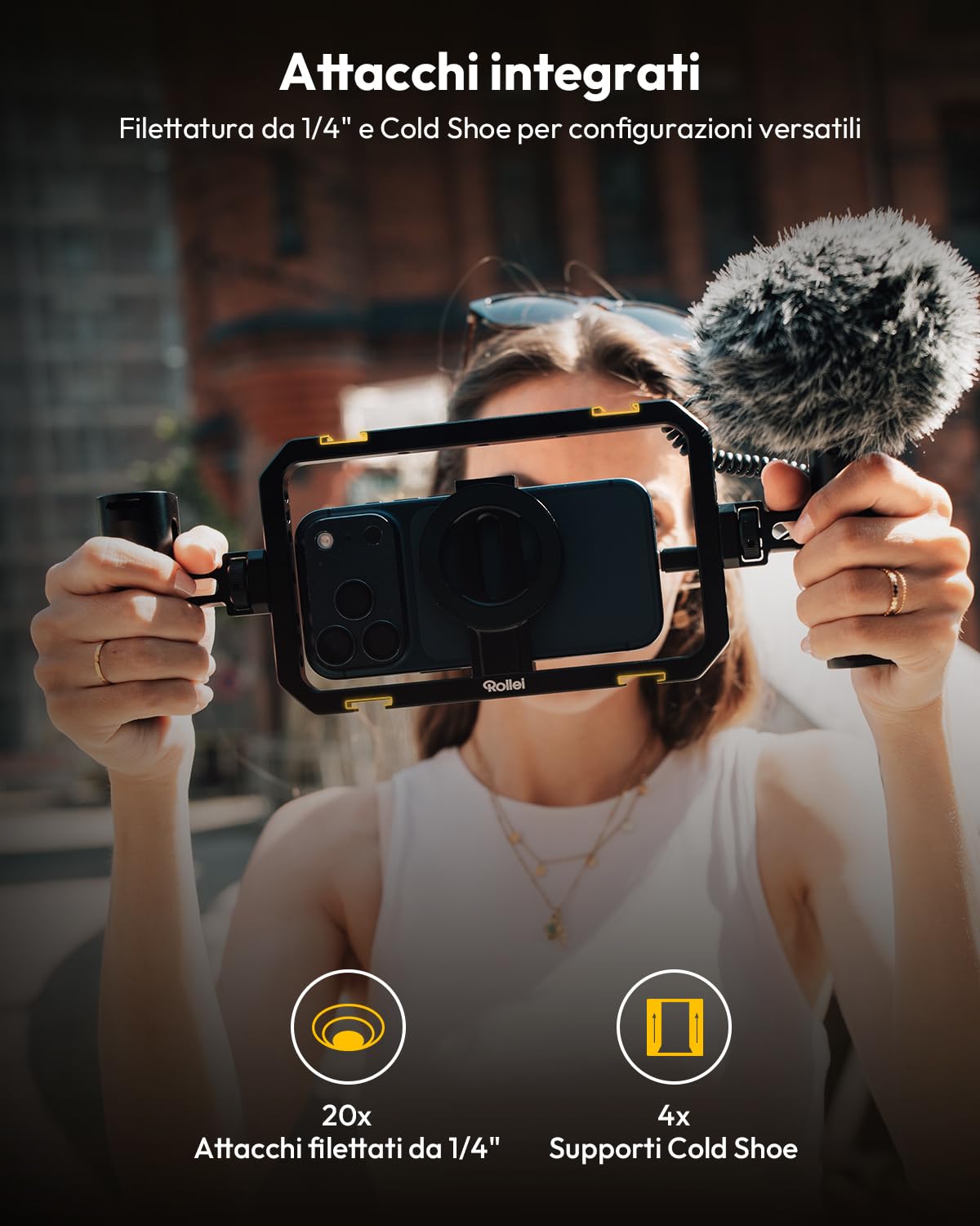 Rollei Universal Smartphone Cage All-in-One in Alluminio con Impugnature
