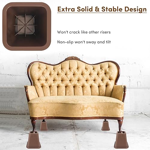 Miniatura 5 de Elevadores de cama de 6 pulgadas, resistentes, paquete de 6, elevadores de muebles para sofás de gran tamaño, elevadores de sofá con almohadilla
