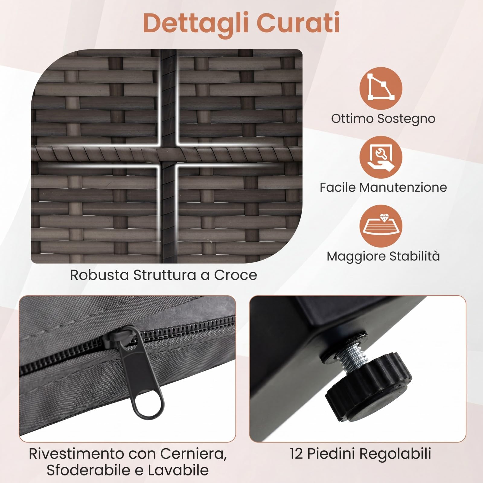 COSTWAY Set Salottino da Esterno in Rattan 3 pezzo, Set Mobili da Giardino Include 1 Tavolino Quadrato e 2 Poltrone Comode con Cuscino Imbottito e Telaio in Acciaio, per Balcone e Terrazzo (Grigio)
