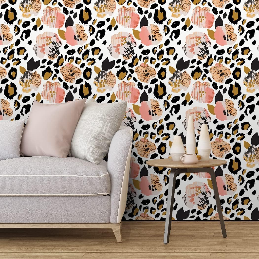 Tiger Texture Wallpaper Stripes Removable Self-Adhesive Contact Paper Geometric Peel and Stick Wall Paper for Living Room Cabinet DIY Decor