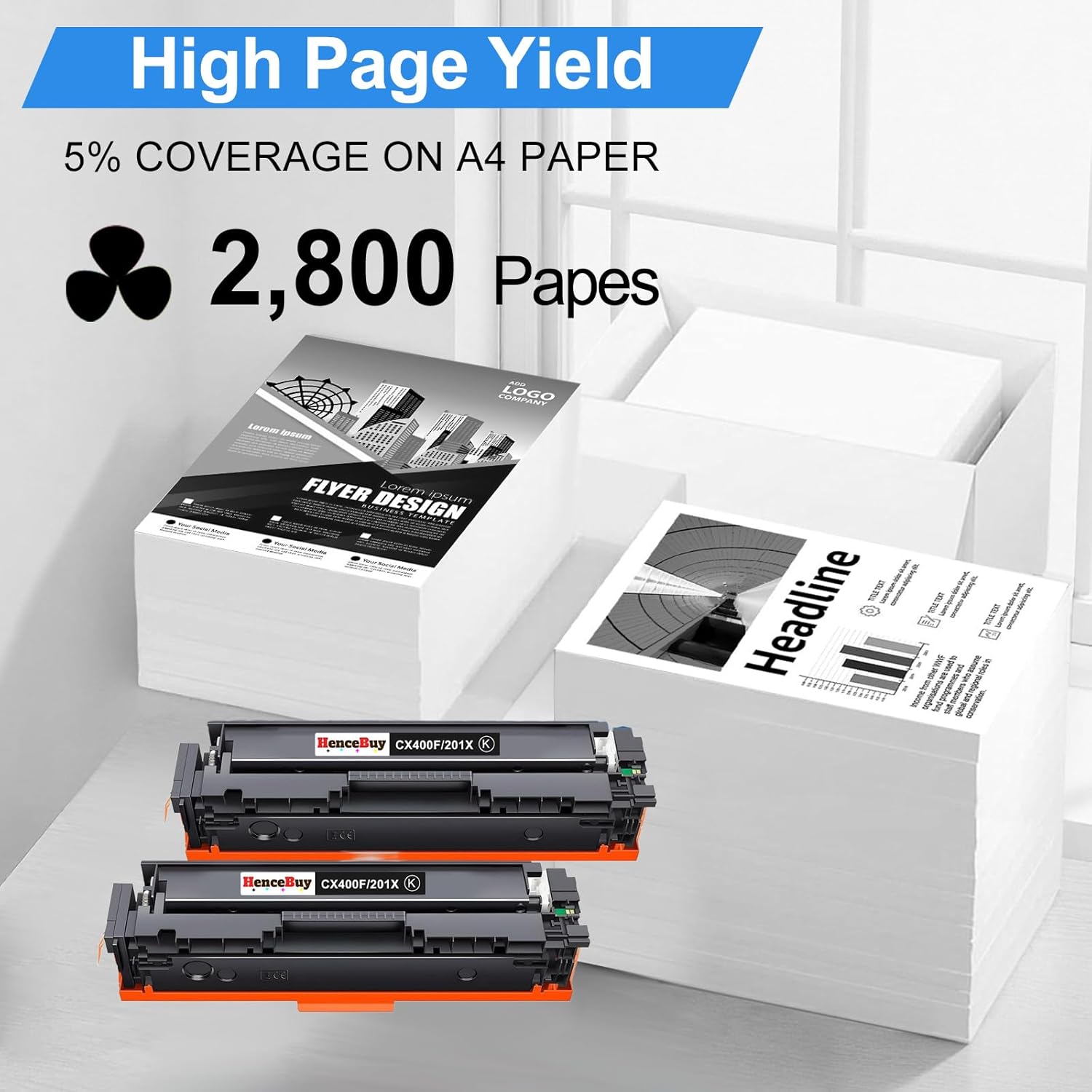 Compatible Toner Cartridge Replacement for HP 201X CF400X 201A CF400A Color LaserJet Pro MFP M277dw M277c6 M252dw M252n M252 M277 M277n 277dw Ink Printer (Black, 2-Pack)