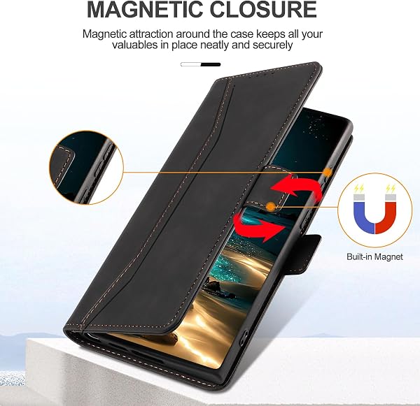 Coque pour Samsung Galaxy Note 20 Ultra 5G, Etui Protection Housse en Cuir PU [Porte Cartes], Antichoc Portefeuille Étui à Rabat Flip Case pour Samsung Note 20 Ultra 5G (Noir) - 5