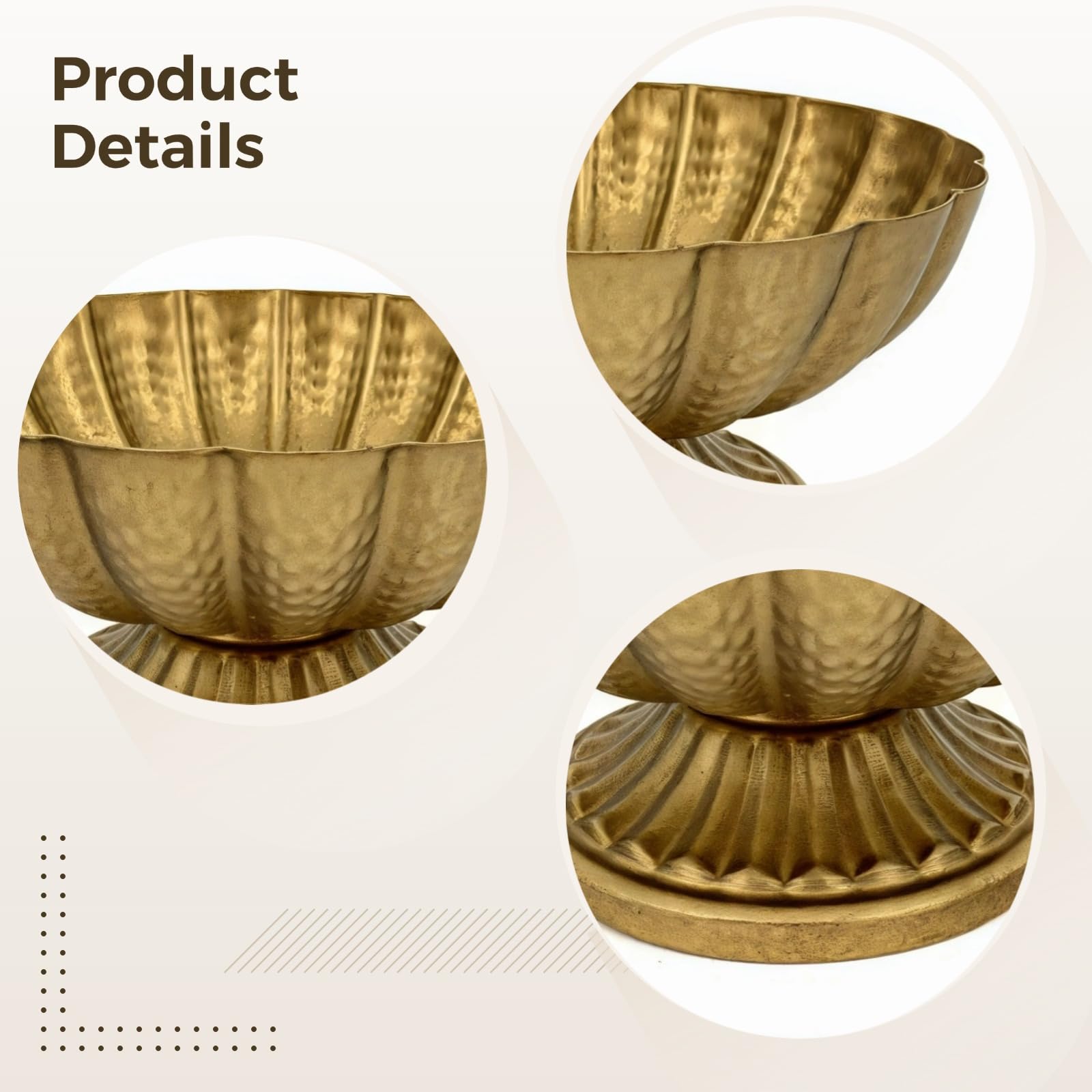 Bosreroy 2 Pcs Golden Compote Bowl for Centerpieces, Metal Pumpkin Vase for Weddings, Christmas, Parties, 7.4 X 3.9 in