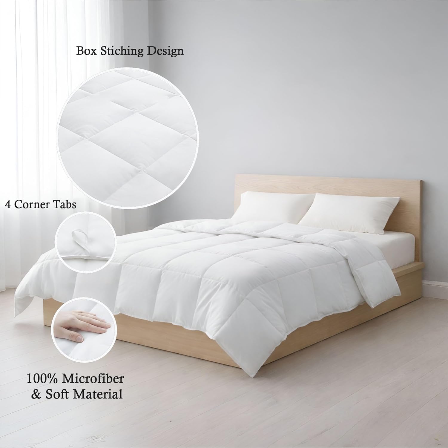 Mattress-Homes Twin Size Comforter 1 Piece Twin, 100% Soft Comfy Microfiber, Down Alternative, Overheat Prevention, Lightweight for Bedding, White Solid