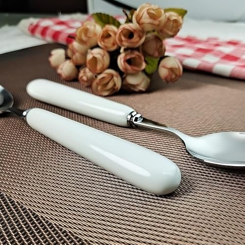 Miniatura 7 de MEIYAHOME 3 cucharas de cena fina de acero inoxidable 1810 con borde redondo, cuchara de postre SUS304, 3 unidades