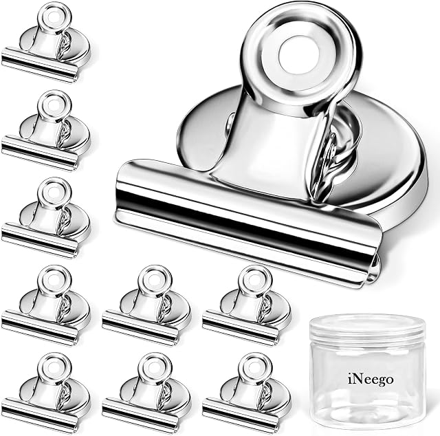 iNeego Magnetic Clips 10pcs,Strong Fridge Magnet Hook Clips Perfect Magnetic Clip Kitchen Refrigerator Freezer Scratch-resistant Magnets Whiteboard Magnets for Home Office School