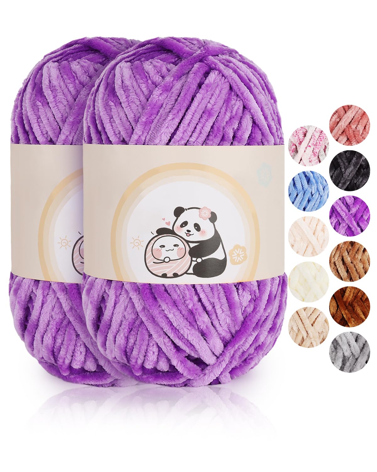 Aeelike 200 g Chenillewolle für Babys, zum Stricken, weich, Chunky, Chenillegarn, flauschig, flauschig, für Schals, Decken, Violett
