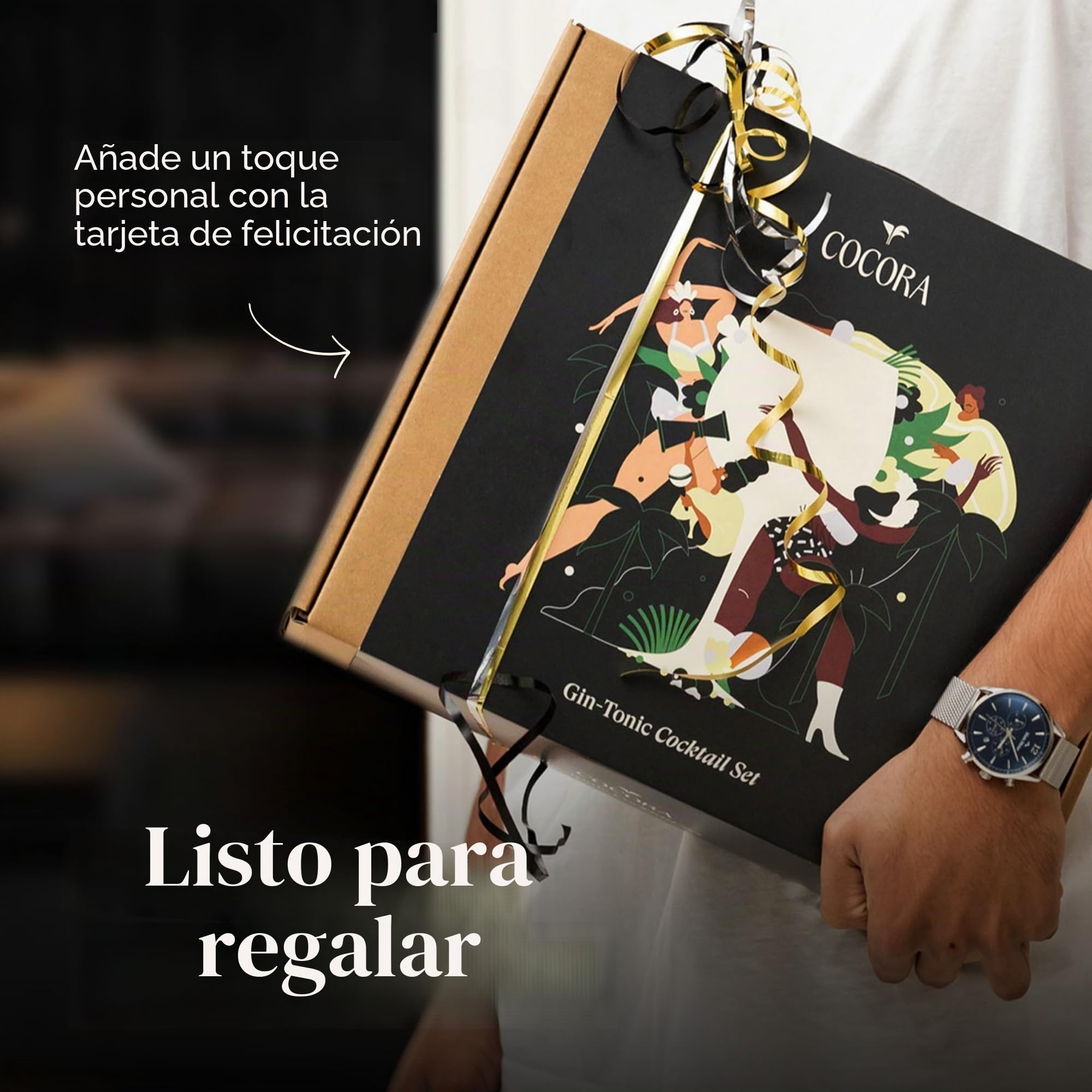 Set de Regalo Cocora Gin-Tonic | Juego de cóctel de 11 Piezas | Accesorios para Ginebra | Copas de cóctel Gin Tonic, Taza medidora, pajitas | Hierbas