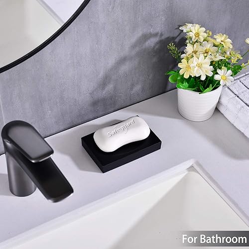 Miniatura 5 de Jabonera de resina negra para baño y hogar, soporte para jabón negro para baño o ducha, accesorio moderno