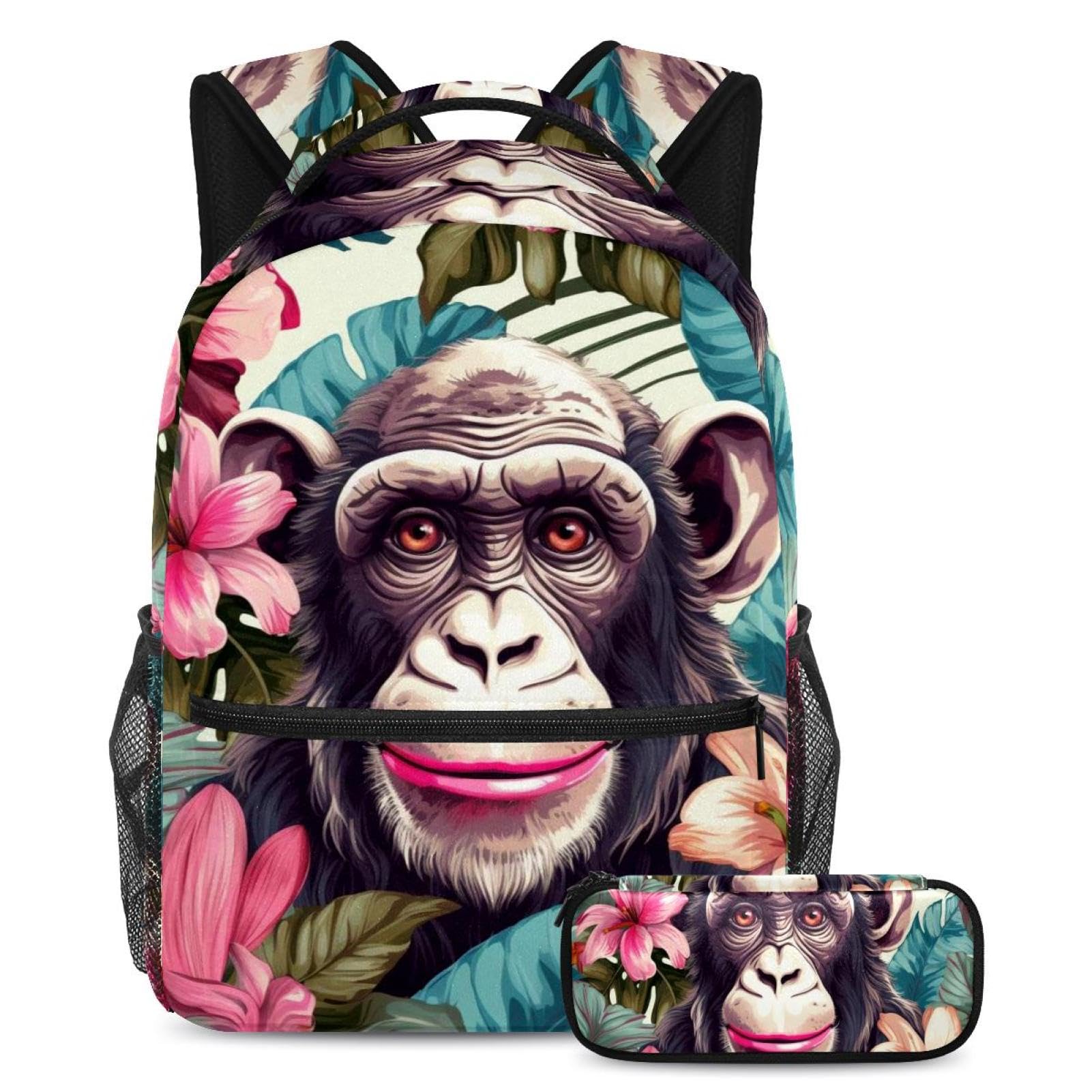 Sac à dos motif singe multicolore pour voyages et école - 7