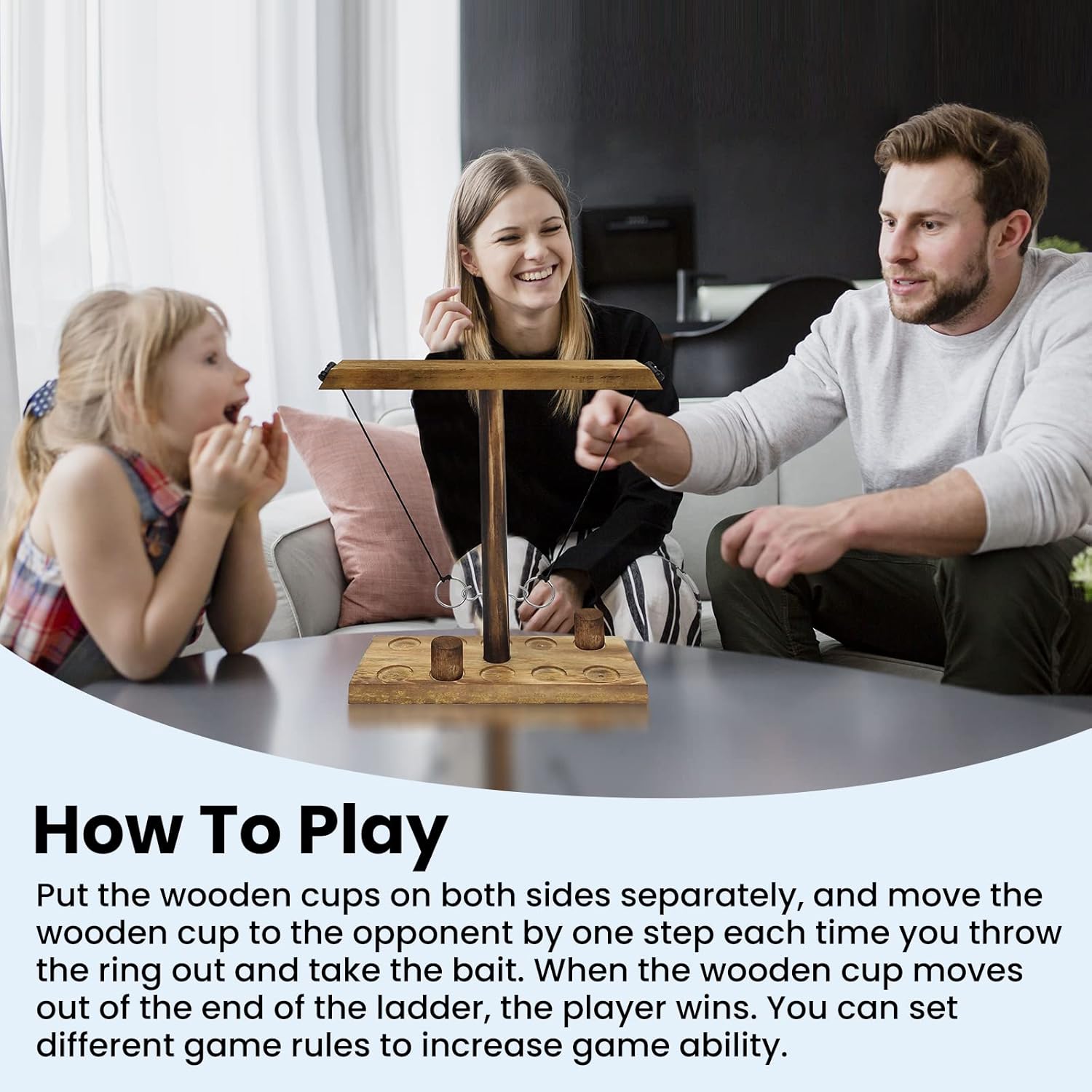 UBeesize Ring Toss Game for Adults and Kids, Ring Hook Party Game String, Larger Base Stability 5+5 Round, Fast-paced Interactive Ring and Hook Game Ring Toss, Wooden Clash Toss Bars Shots Game : Sports & Outdoors