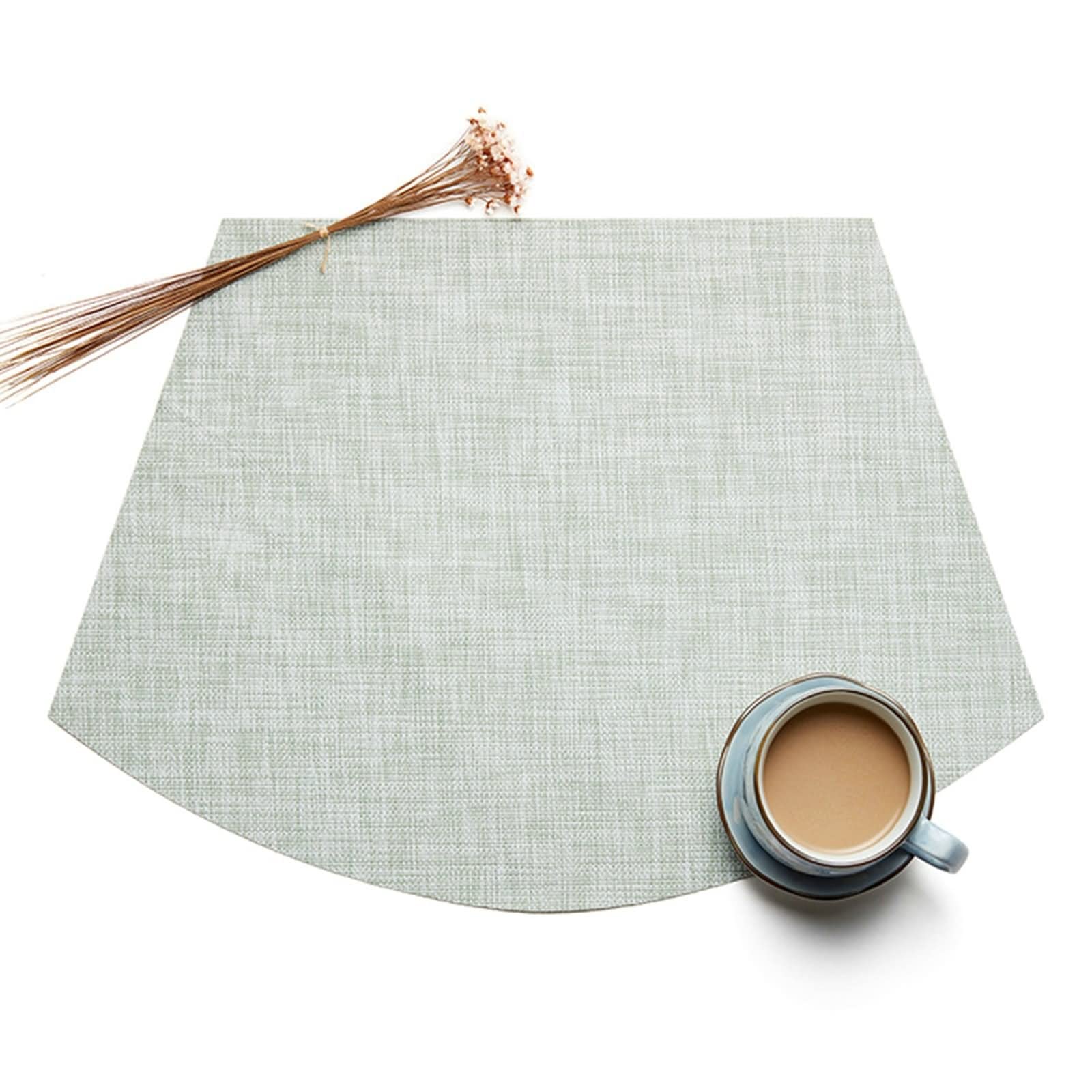 Juego de 6 Placemats de Navidad 45 x 30 cm, posavasos moderno en forma de abanico, vinilo, poliéster, verde menta
