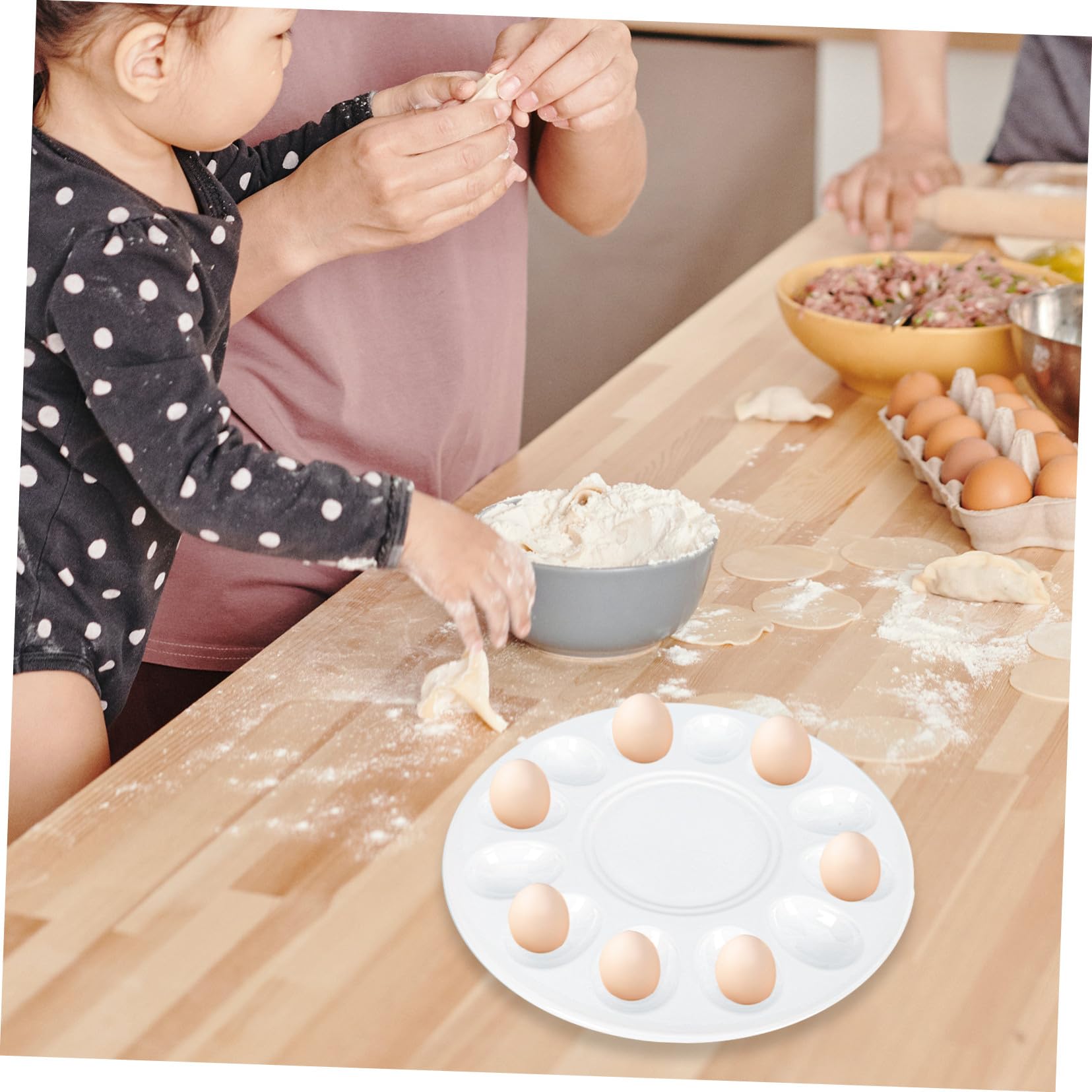 Plato para Huevos Rellenos de Gran Capacidad para 12 Huevos, Adorno Elegante para Mesa y Escritorio el Hogar