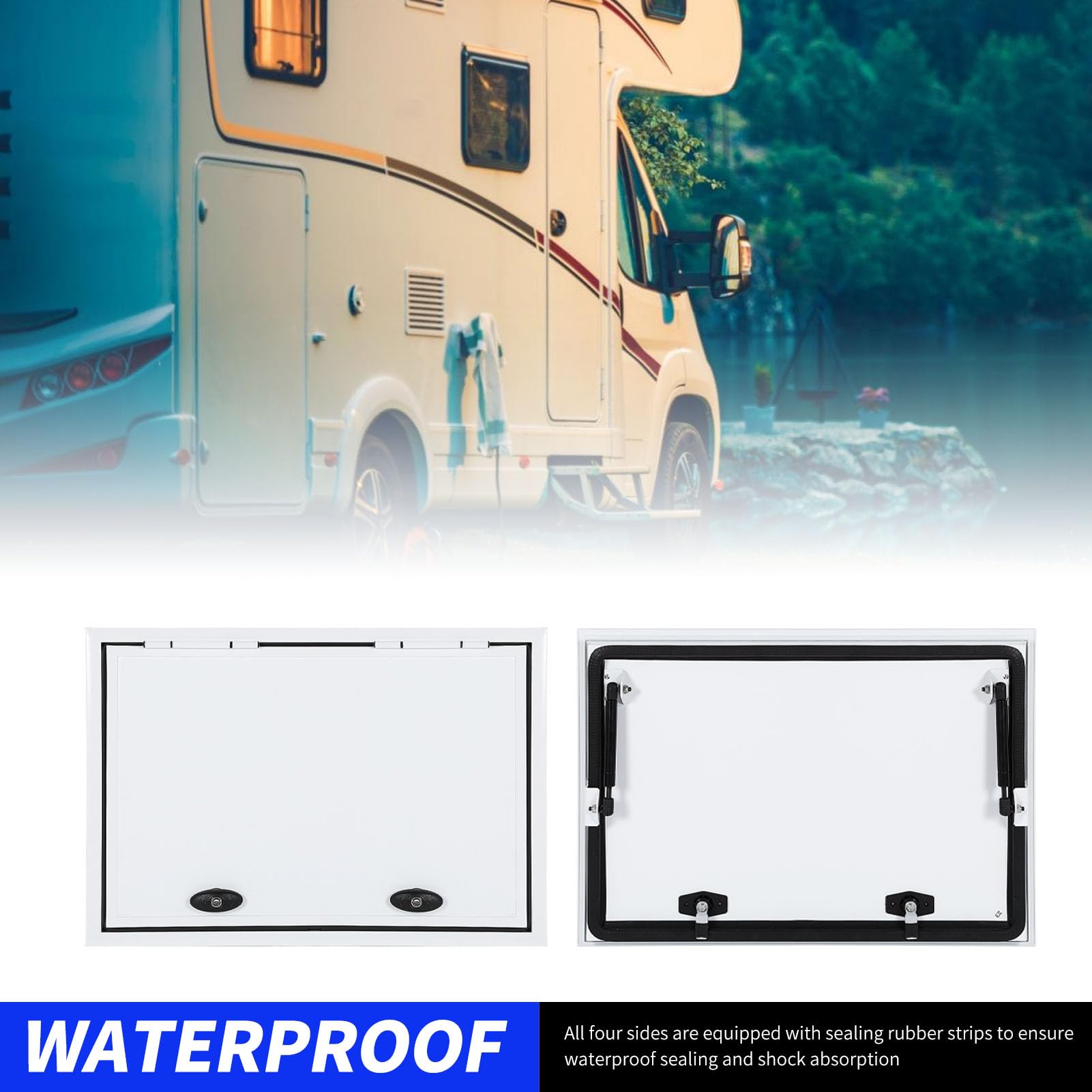 Eujgoov Aluminio Sellado de Puertas de Equipaje Autocaravana para Puerta Acceso con Barras Soporte Doble Soporte para Autocaravanas Campers Almacén Alto Rendimiento