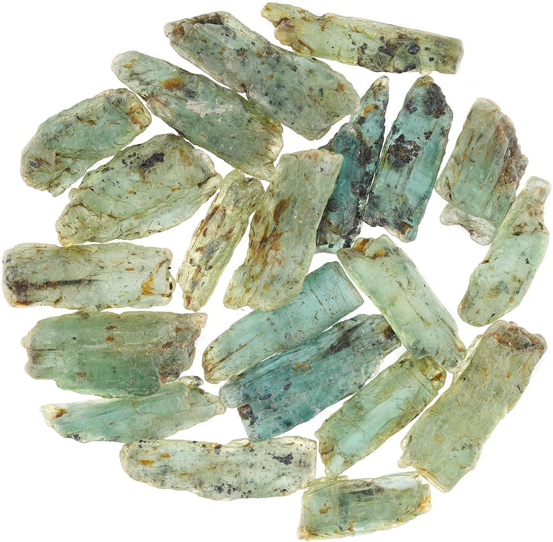 25 Carat Raw Green Kyanite Loose Gemstone Lot – 5-6 pcs Assorted Natural Rough Crystals for Wire Wrapping, Jewelry Making Supply, Chakra Healing, Crafting, Resin, Reiki Decor (15-20 mm)
