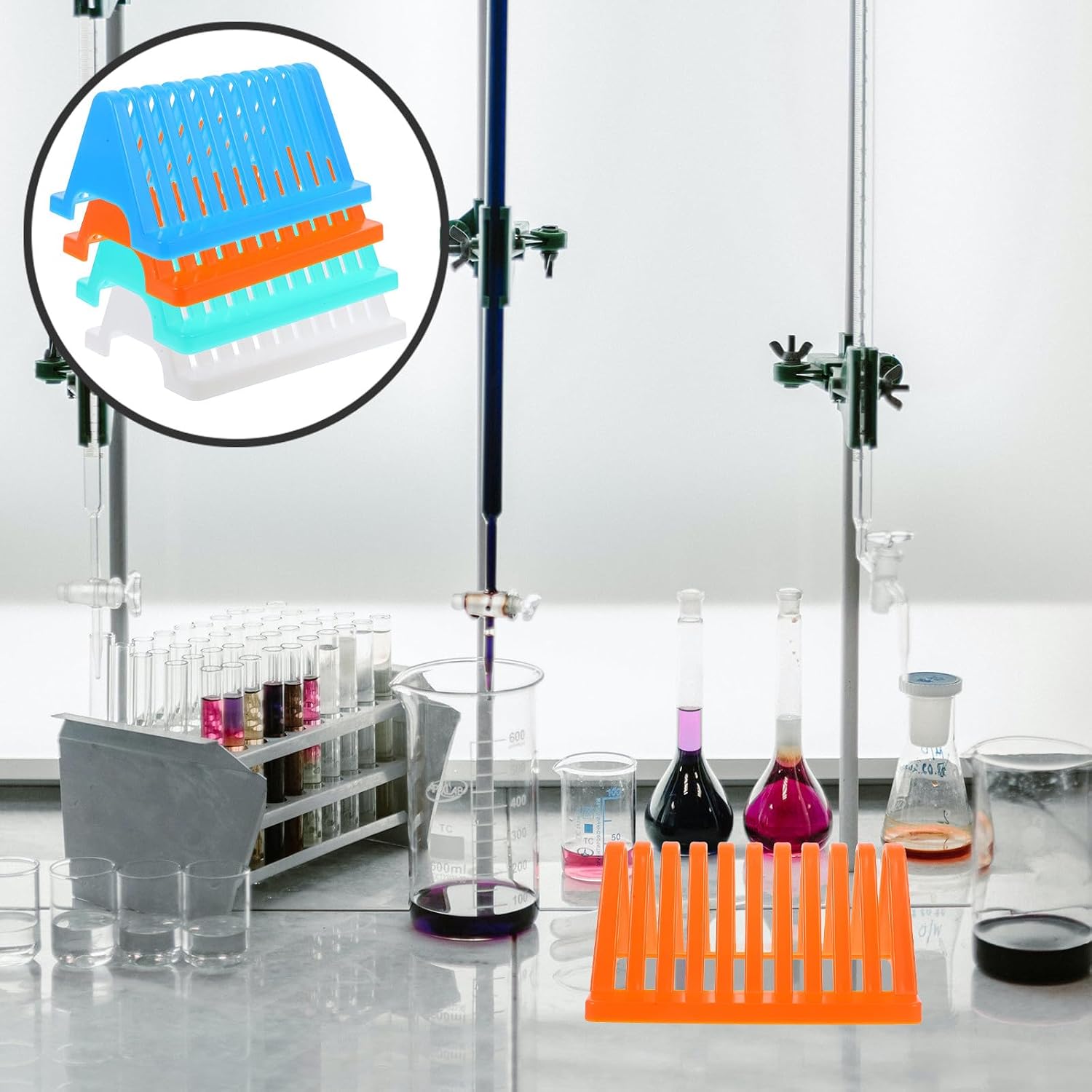 4pcs Triangular Miniature Slide Stand Glass Slide Drying Rack Laboratory Microscope Holder Storage Organizer for Lab Equipment