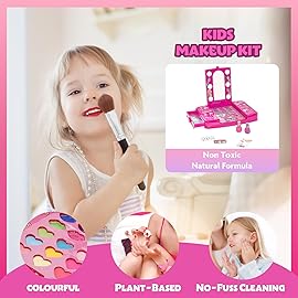 Barbie Beauty Vanity Set with Light-Up Mirror, Includes Lip Gloss, Eye Shadow, Brushes, Nail Polish, Accessories, and More! Ages 3+ Perfect for Parties, Sleepovers, and Makeovers, by Townley Girl