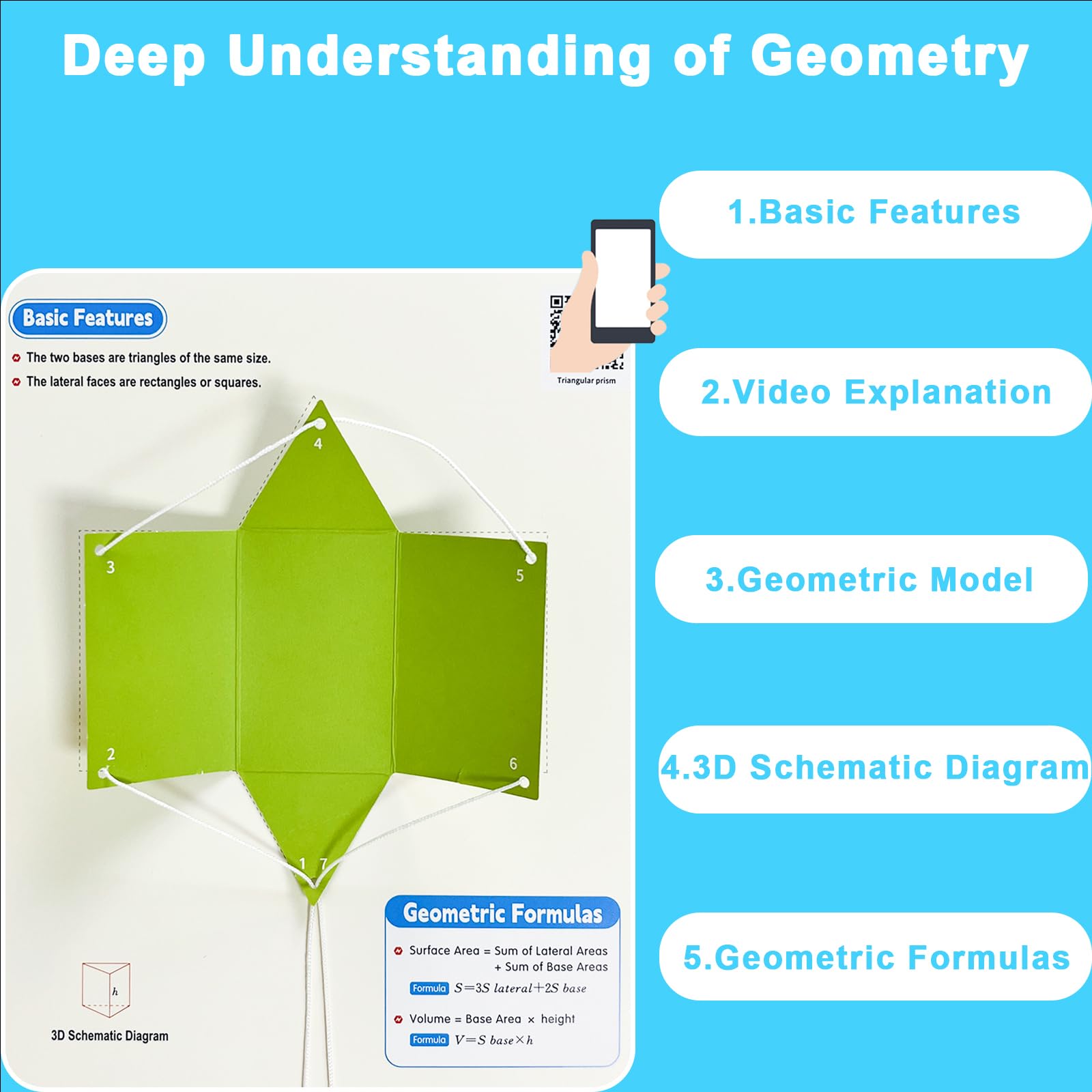 Książka do nauki geometrii 3D z plecioną liną, interaktywne narzędzie do nauczania matematyki dla początkujących w geometrii, formuły objętościowe i powierzchniowe (15