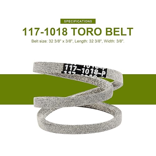 Miniatura 2 de Honoyam Correa de transmisión para cortacésped 117-1018 de 38 pulgadas x 32 38 pulgadas, repuesto para cortacésped reciclador Toro de 22 pulgadas