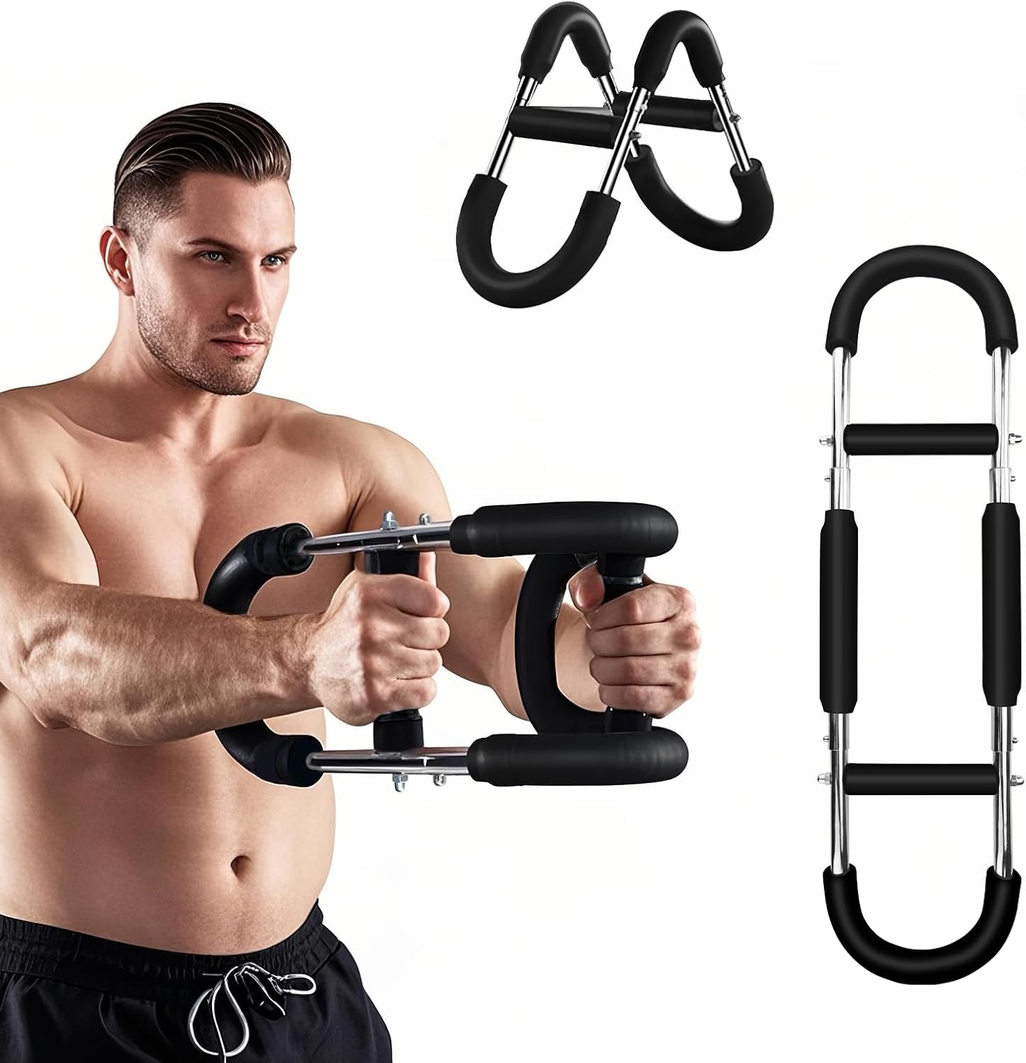 Twister Arm and Chest Muscle Trainer, U-Shape Power Twister Arm Exerciser Adjustable, Shoulder, Biceps, Triceps, Back and Forearm Chest Enhanced Exercise, Upper Body Strength Training