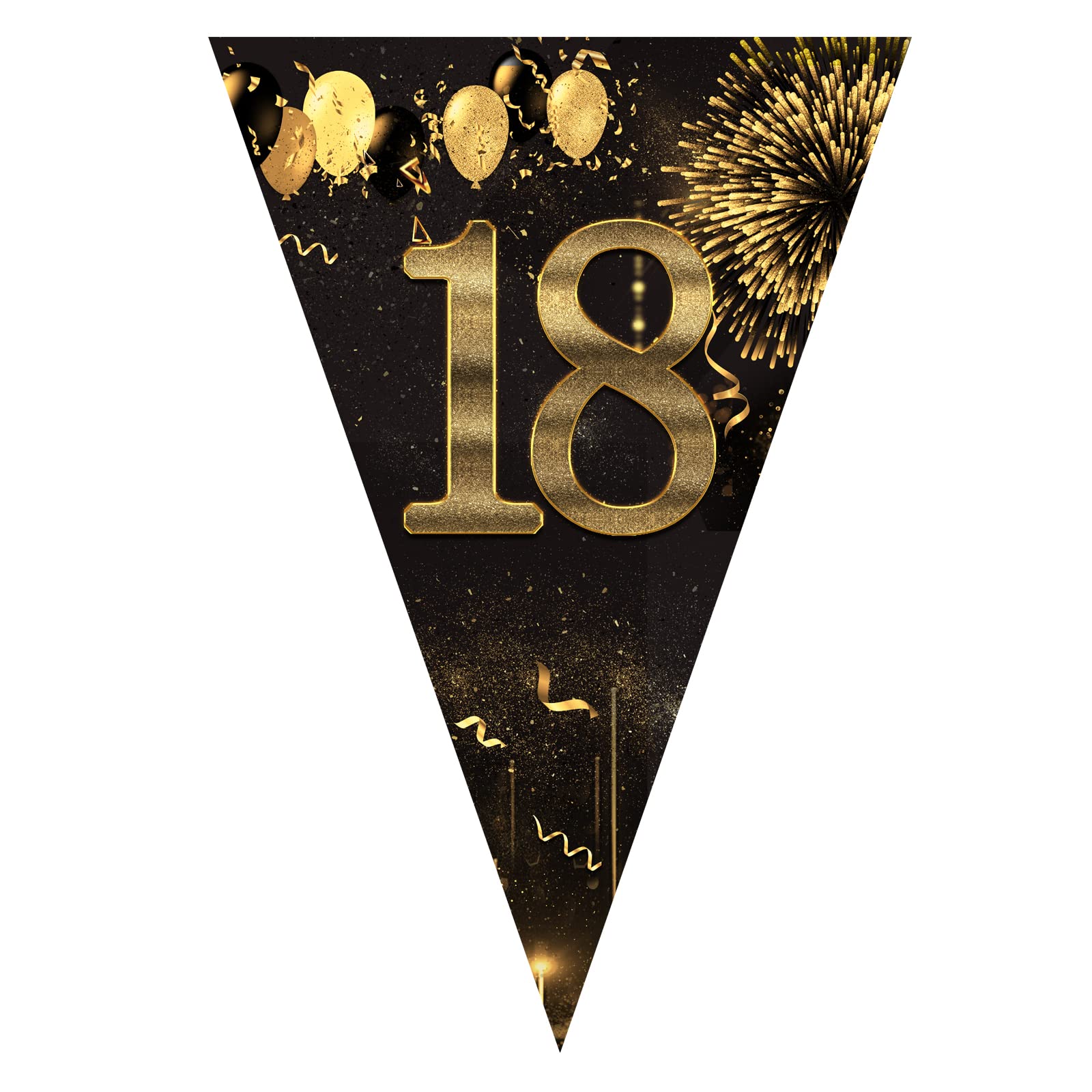 40Pcs Happy 1st Birthday Banner Bunting Flags Gold And Black Glitter - View #9