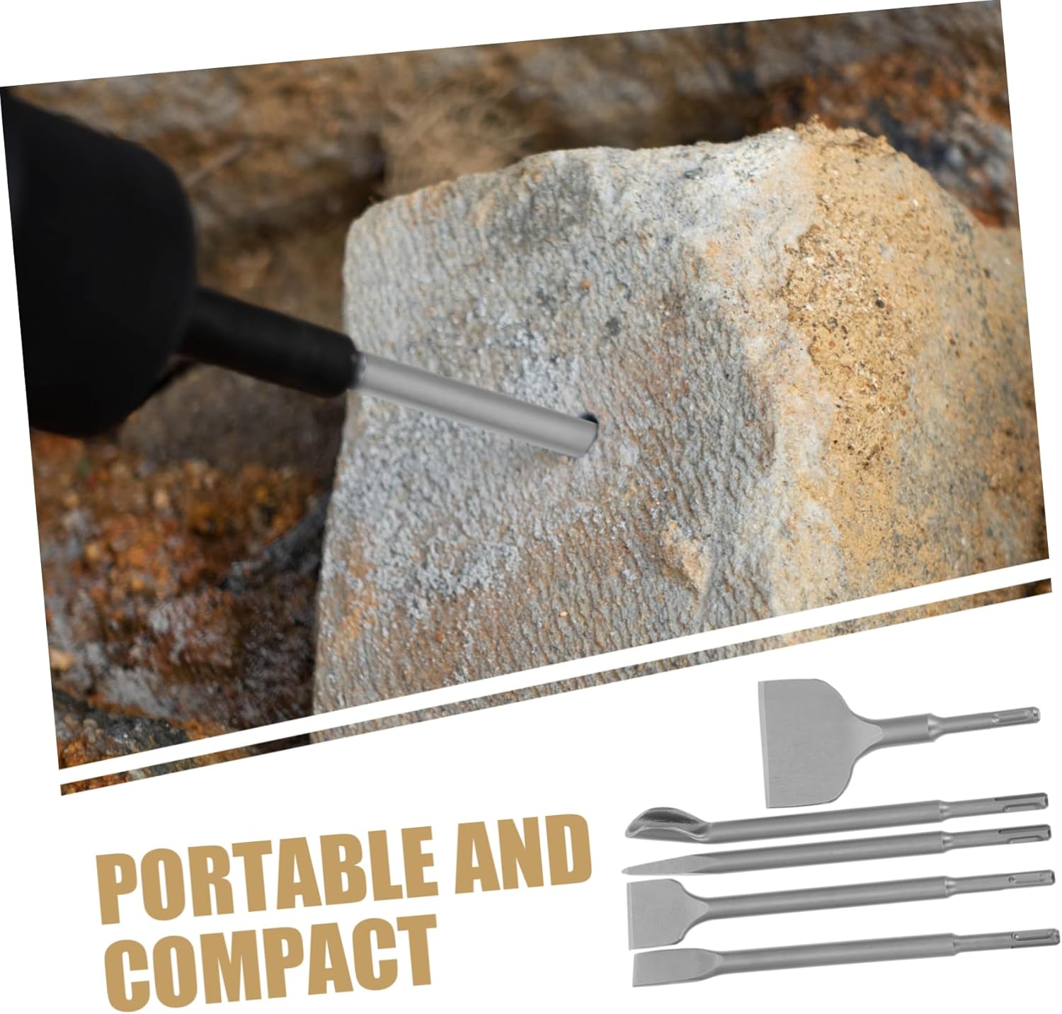 Luxshiny 5pcs Comprehensive Chisel Kit Tile Chisel Wide Flat Pointed U-shaped Masonry Drill Bits Drywall Screw Attachment for Versatile Use