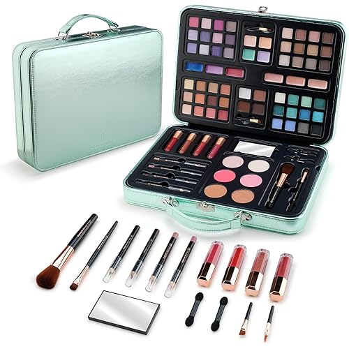Color Nymph All in One Makeup Kits for Teens Girl Beginner with Hand Bag Included 54 Colors Eyeshadow Blush Bronzer Highlighter Concealer Lipgloss Eyeliner Lipliner(Green)