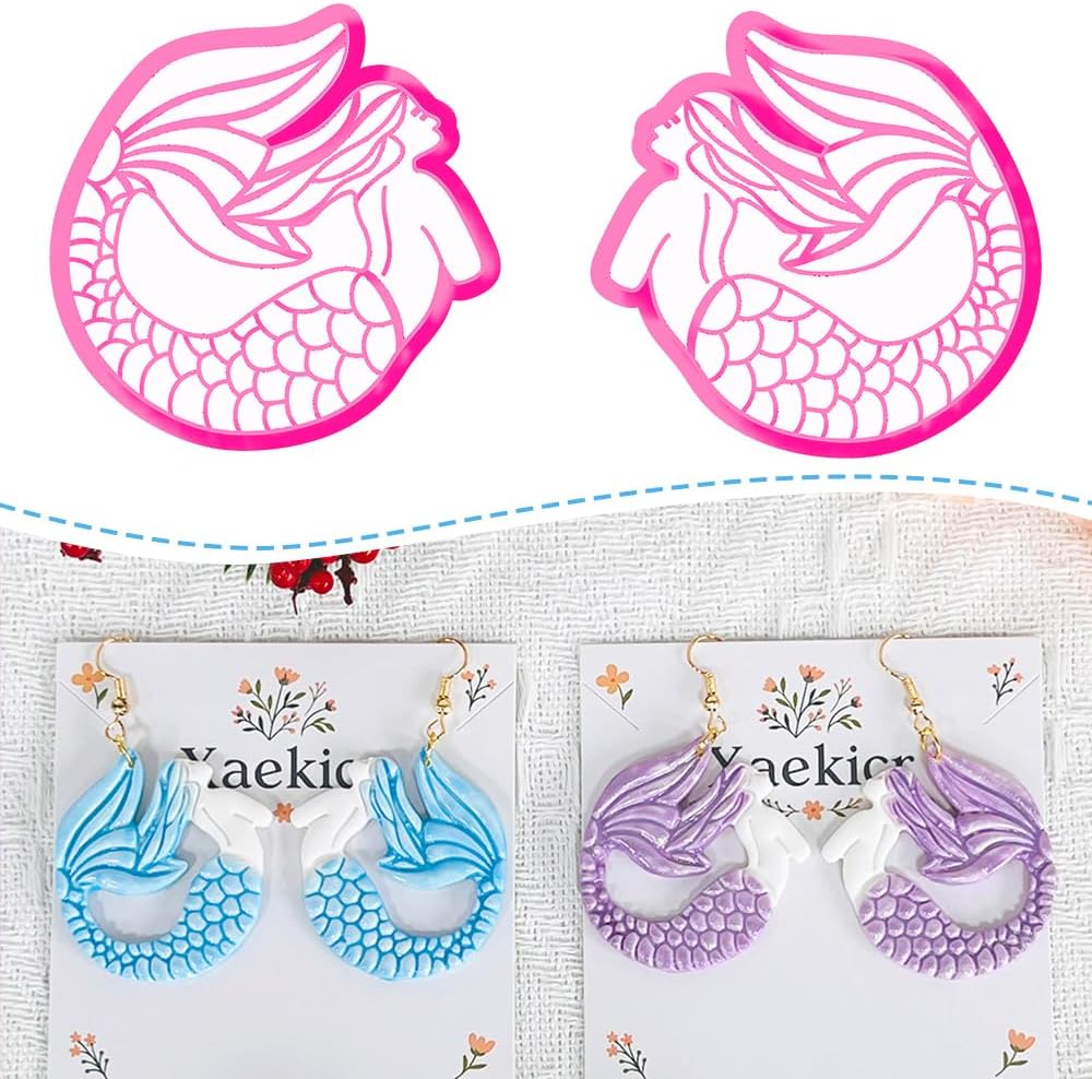 Xaekicr Dragon Mermaid Polymer Clay Cutters Set – Fantasy Clay Earring Cutters for DIY Jewelry Making – Polymer Clay Molds and Clay Tools