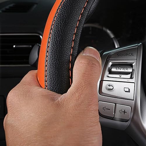 Miniatura 11 de Funda de cuero para volante de auto, protector antideslizante para volante de auto de cuero de microfibra transpirable, ajuste universal para la Gris