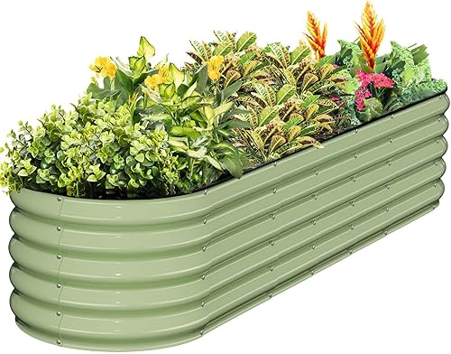 Miniatura 37 de Kesfitt Kit de cama de jardín elevada galvanizada, cajas de metal 7 en 1 de 18 pulgadas de alto con bordes de seguridad, 8 x 2 x 1.5 pies modulares