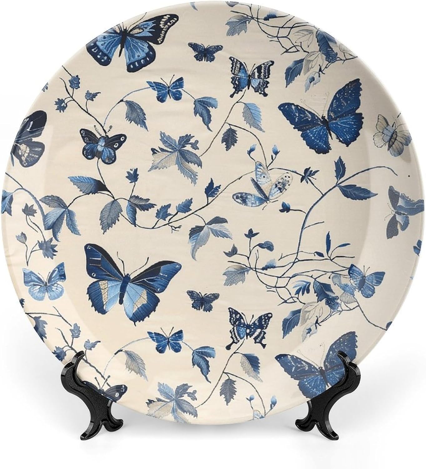 Bone China Decorative Plates Butterflies And Moths Ceramic Decorative Plate Wall Decor with Display Stand Ceramic Ornaments for Wall Hanging Decoration